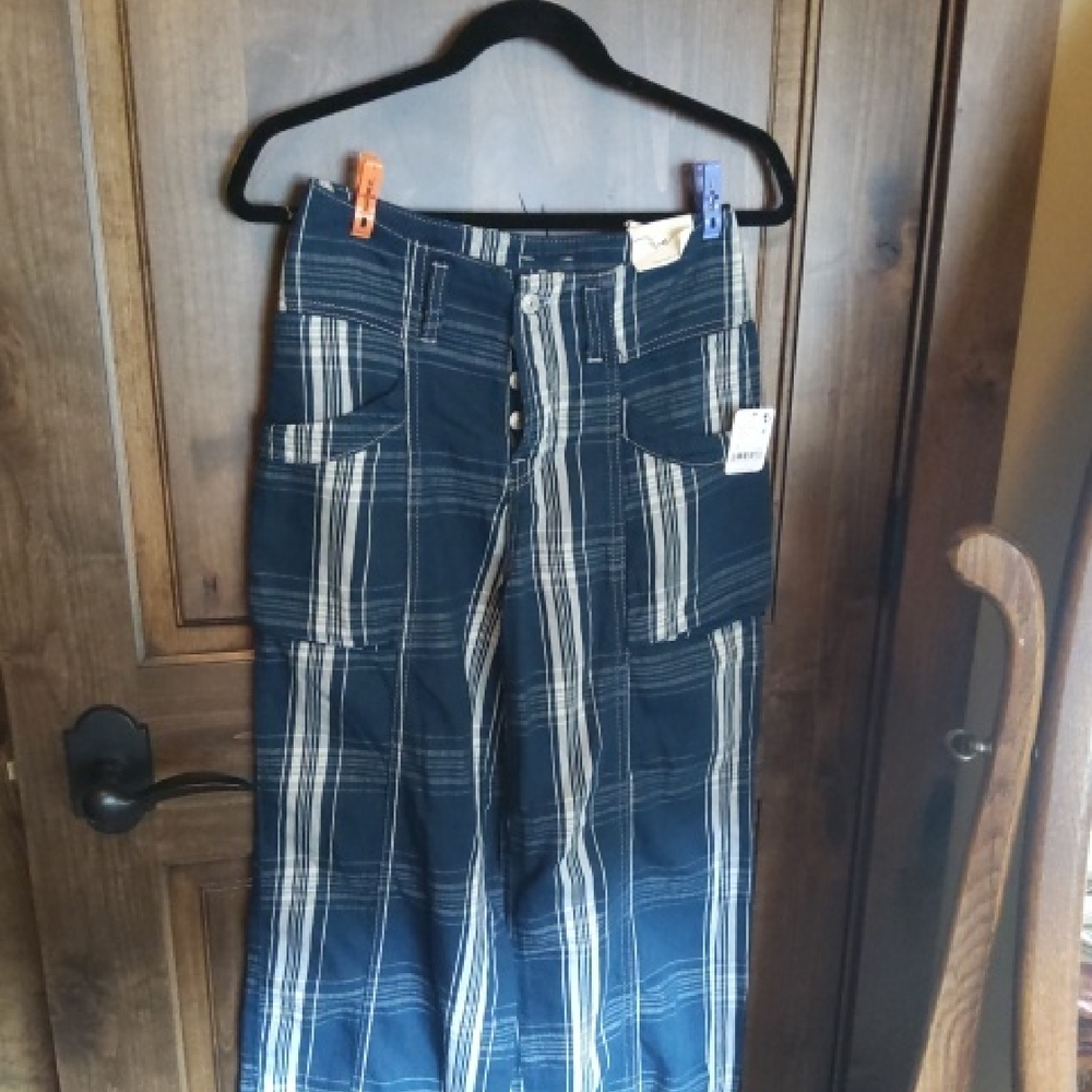 We The Free Navy Plaid Cargo Pants